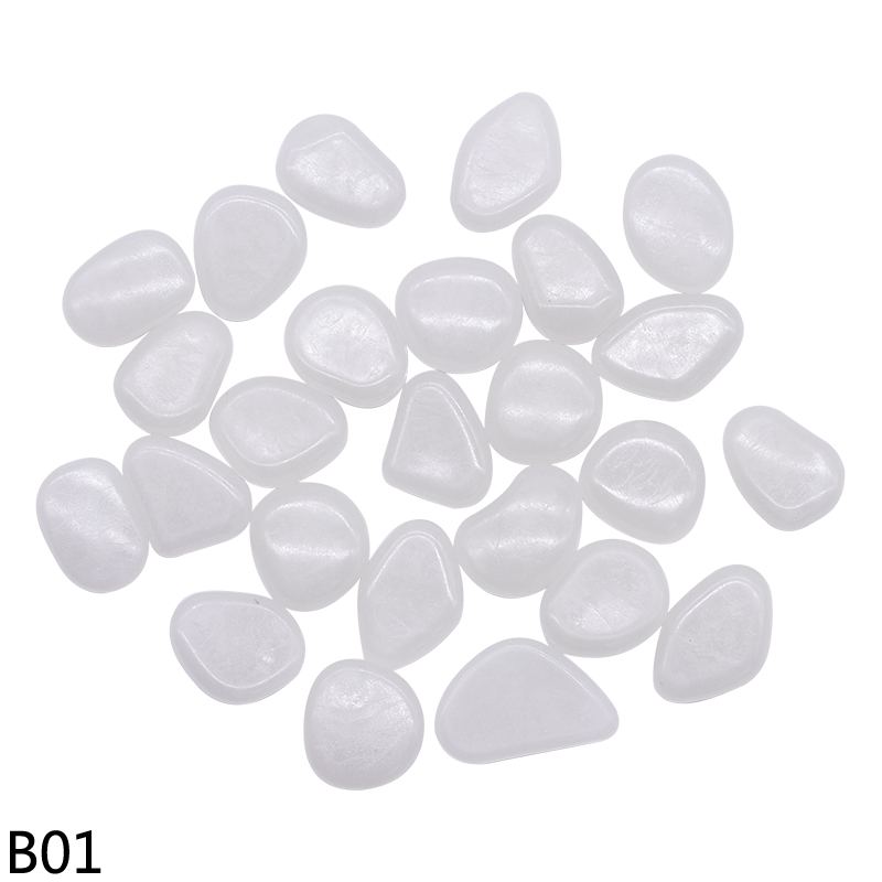 25/50pcs Resin Glow In The Dark Stones Glow Rocks DIY Walkway Home Garden Decoration Garden Pebbles Glow Stones Luminous Stones: 50pcs / B01-white glow stone