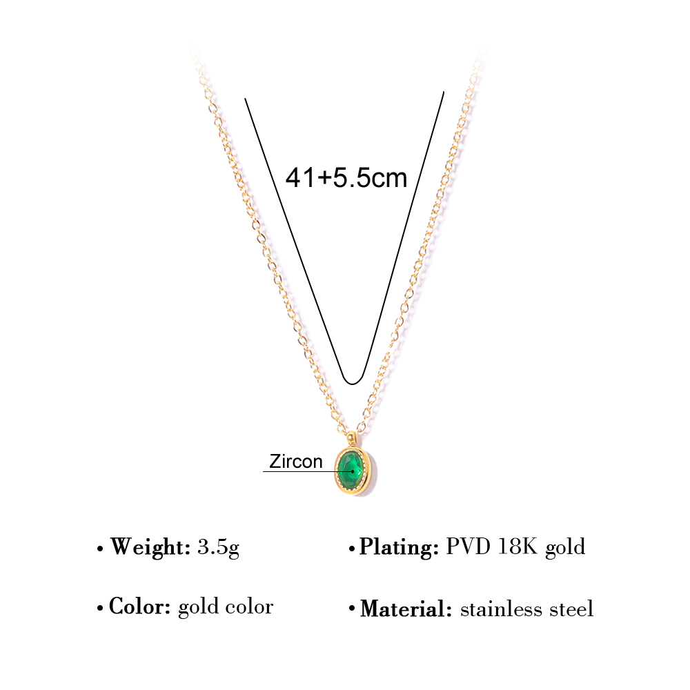 WILD & FREE Collar colgante de zircon de acero inoxidable dorado de 18K dama encanto cadena fina joyería de impermeable