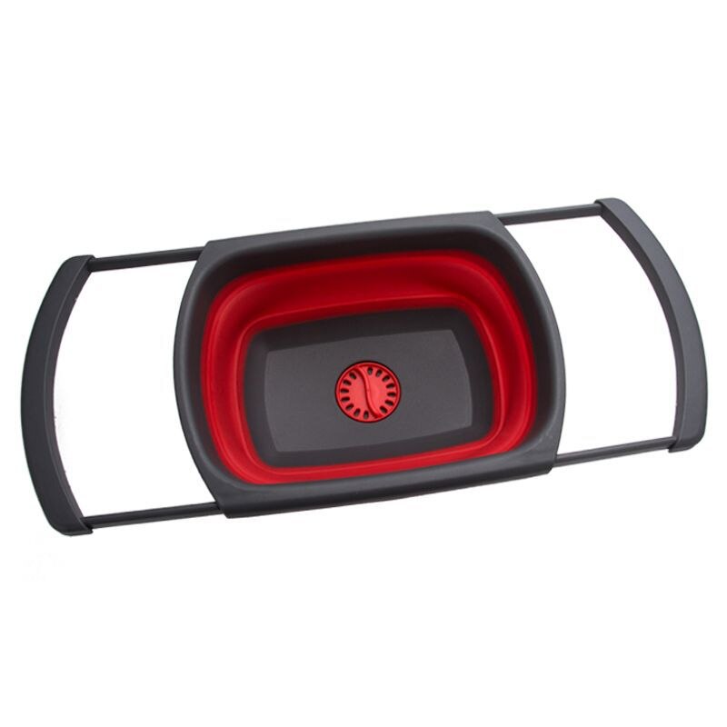 Bassin pliant multifonctionnel, panier de rangement en plastique, pratique pour gagner de l'espace, égouttoir de cuisine: Rouge