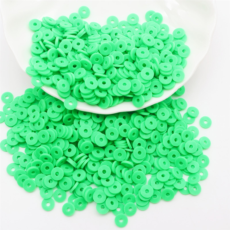 Flat Round Polymer Clay Beads Chip Disk Loose Spacer Handmade Boho Slice Beads For DIY Jewelry Making Bracelets: 16 green