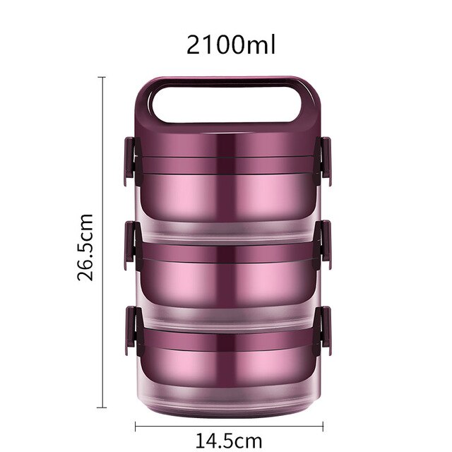 Thermos déjeuner Bento boîte pour étudiant Portable 304 en acier inoxydable multicouche alimentaire Storange conteneur étanche thermique Lunchbox: 3 Layer Red