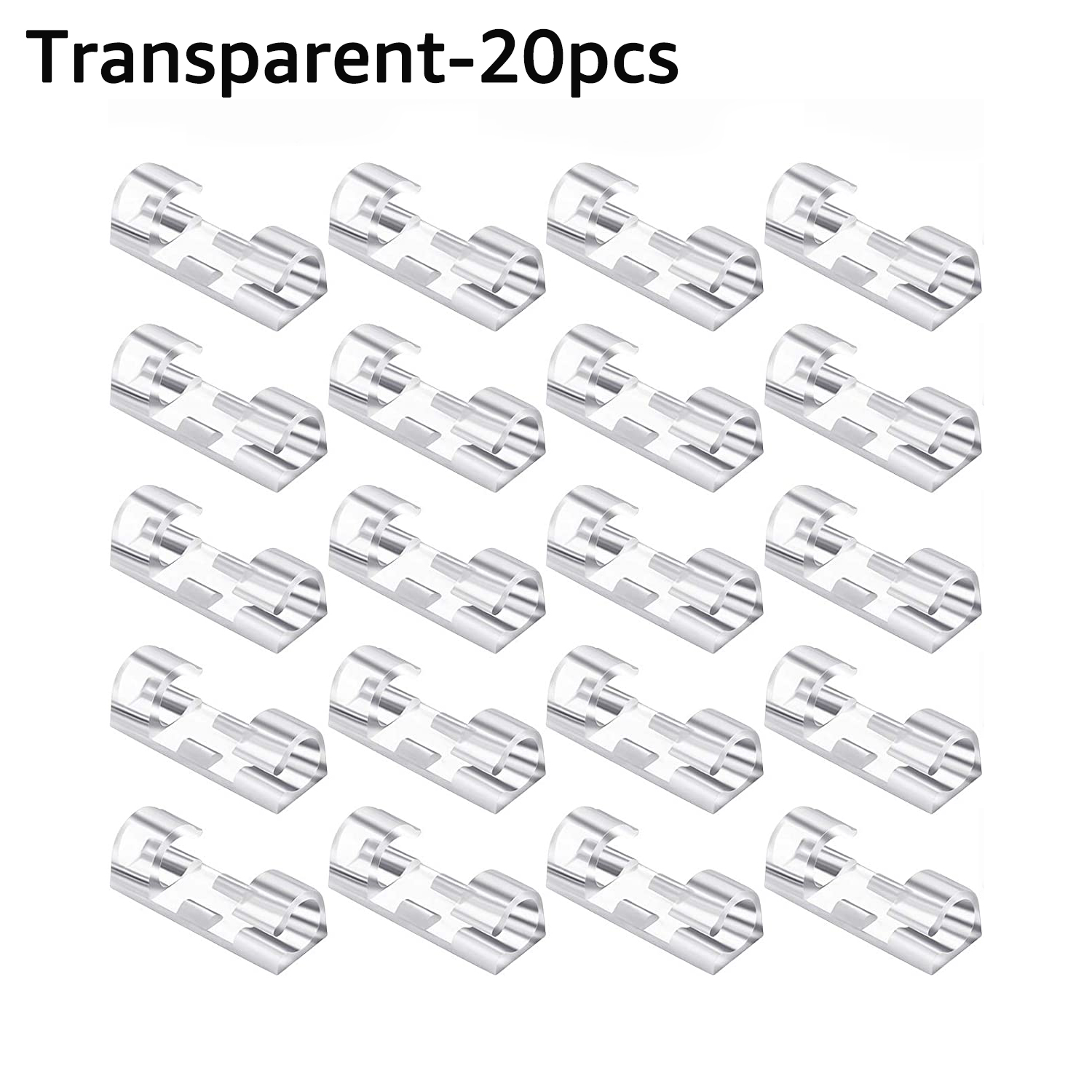 Untoom Kabel Organizer Clips Desktop Muur Usb Kabelmanagement Draad Winder Manager Pc Kabel Mobiel Opladen Datalijn Winder: Transparent-20pcs