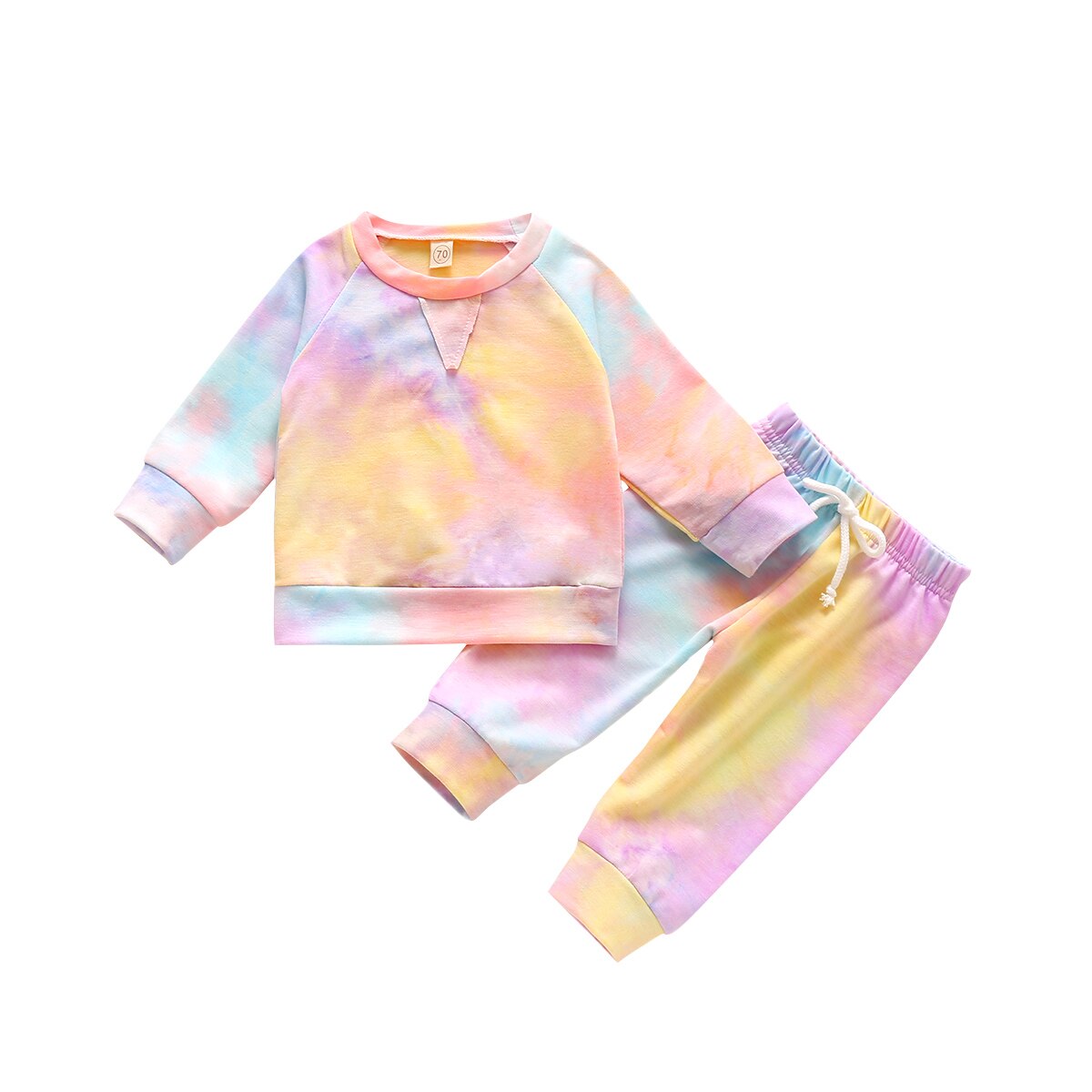 Autumn Kids Tie dye Tracksuit 2pcs 0-18M Infant Baby Boy Girl Clothing Long Sleeve Colorful Sweatshirt Top+Long Pants 2pcs: D / 12M