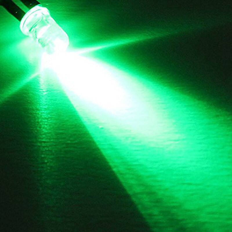 thumbnail image 2 of Lighthouse LEDs 10-Pack Prewired Pure Green 5mm LEDs – 3v-6v DC, 20mA, 15cm Wire, Resistor Built In 2 of 2