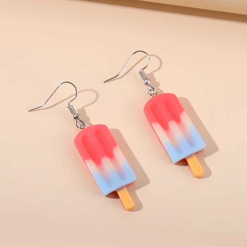 Pendientes colgantes de acrílico para niña, aretes llamativos de Medusa, cangrejo rosa, accesorios de , de cumpleaños: Red popsicle
