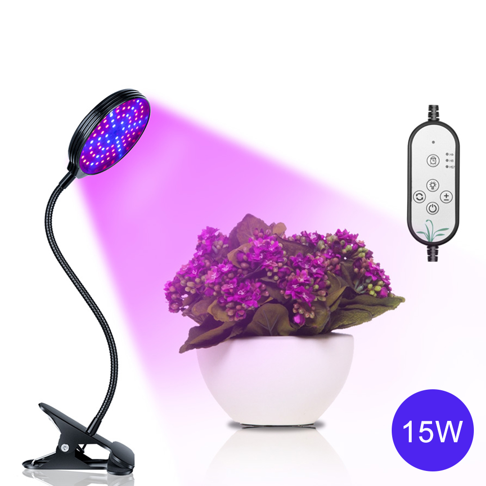 Full Spectrum LED Grow Light Waterproof Clip-on USB Powered Phyto Lamp Desktop Plant Growth Lighting For Indoor Flowers: 15W