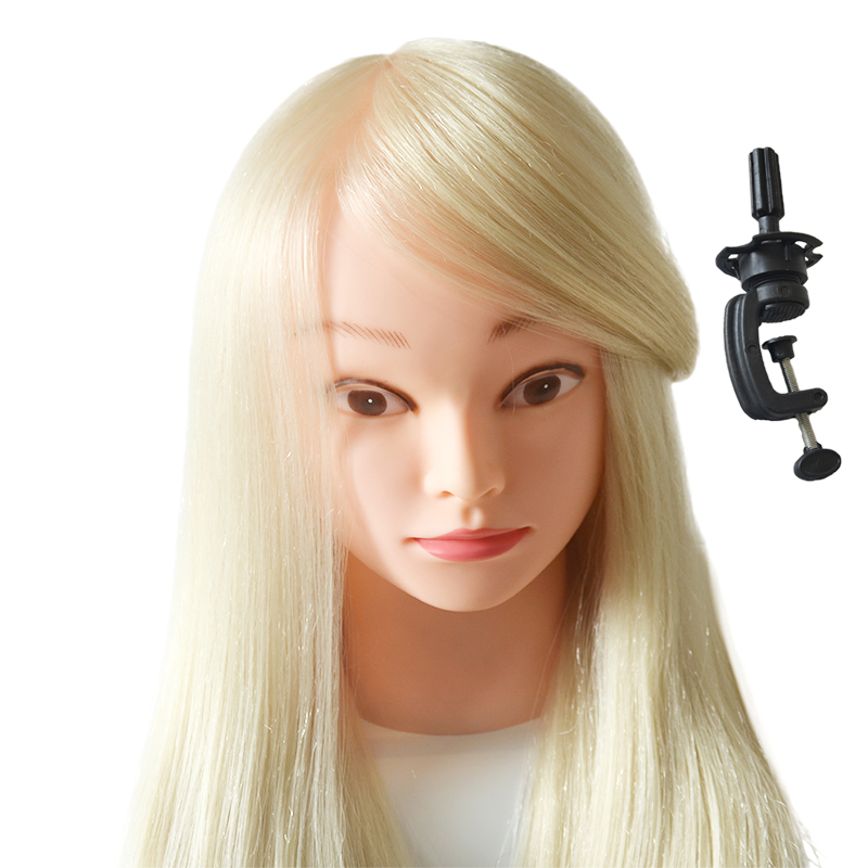 85% Human Hair Mannequin Head Doll Head with Hair Cosmetology Manikin Head Dummy Head for Curl Iron Braiding Hairstyle: WHITE