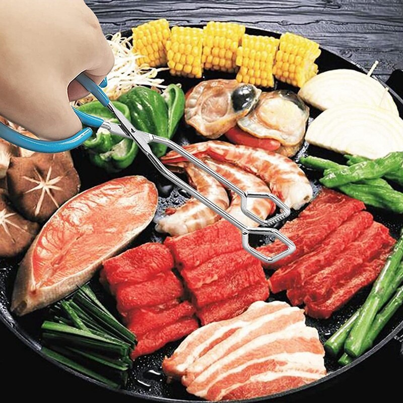 Practical 2 Pcs 10 Inch Scissor Food Tongs,Kitchen Tongs Serving Tong with Comfort-Grip Handle for Cooking,Barbecue,Grilling