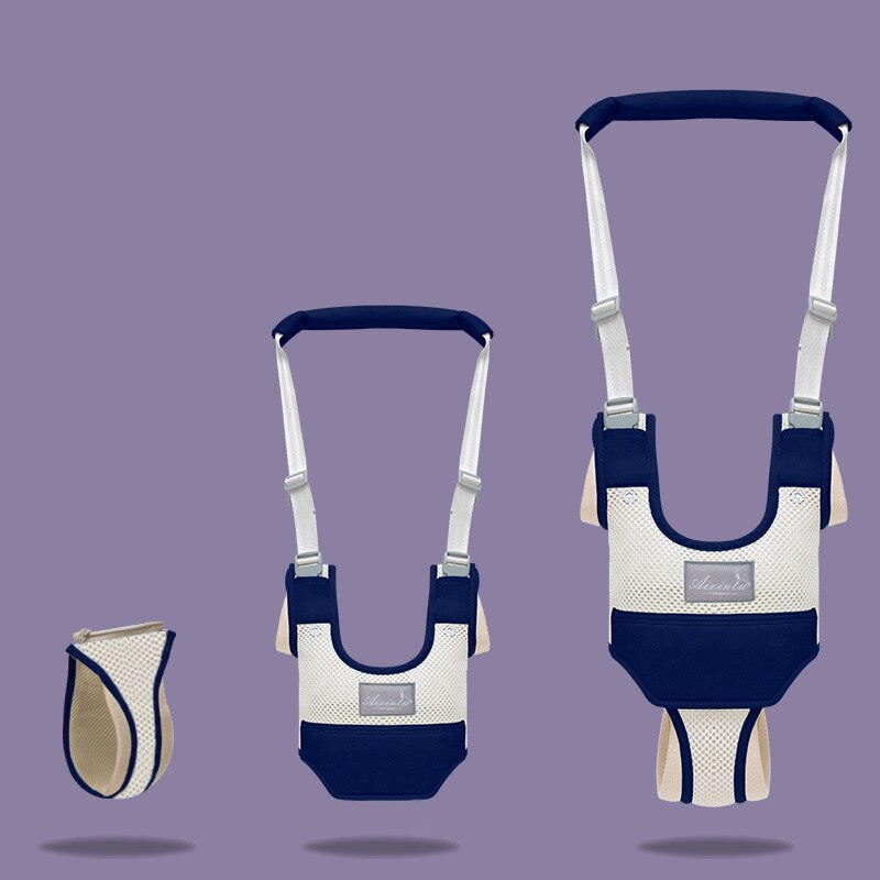 Baby Learning Walking Training Safe Keeper Toddler Harness Backpack Leash Stand Up Strap Breathable Cotton Belt Safety Reins: Dark Blue Removable