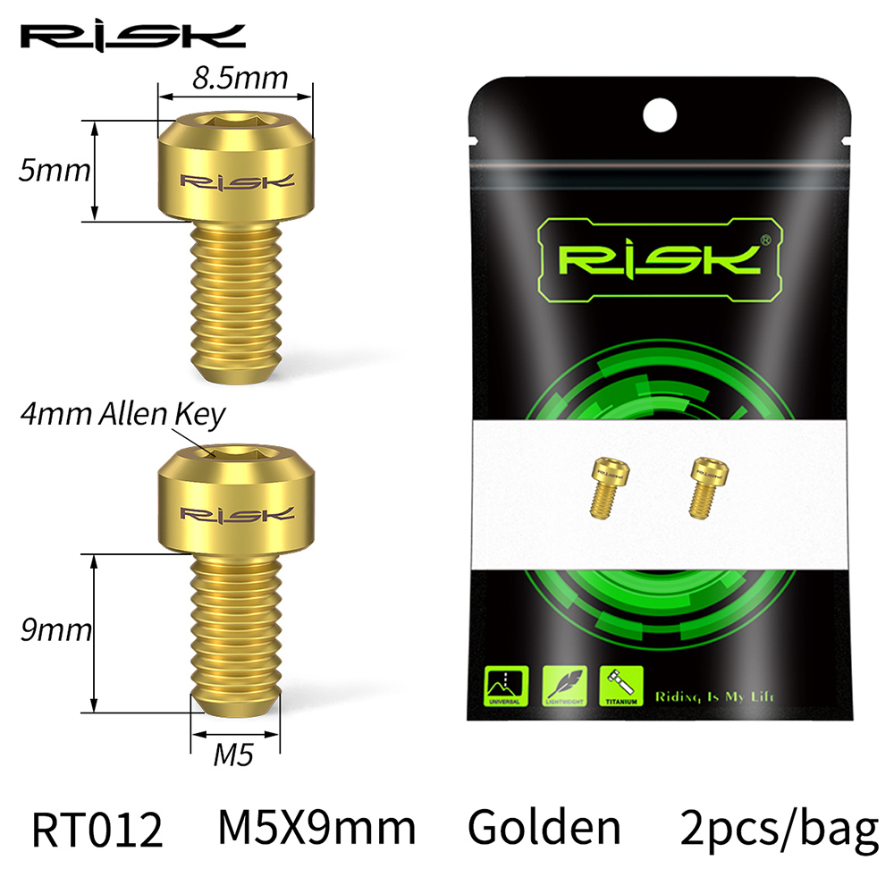 Risk 2 st  m5 x 9 mm cyklar fram bakväxel tråd innerlinje fix pressbult titanlegering mtb mountainbike kabel linje bult: Gyllene