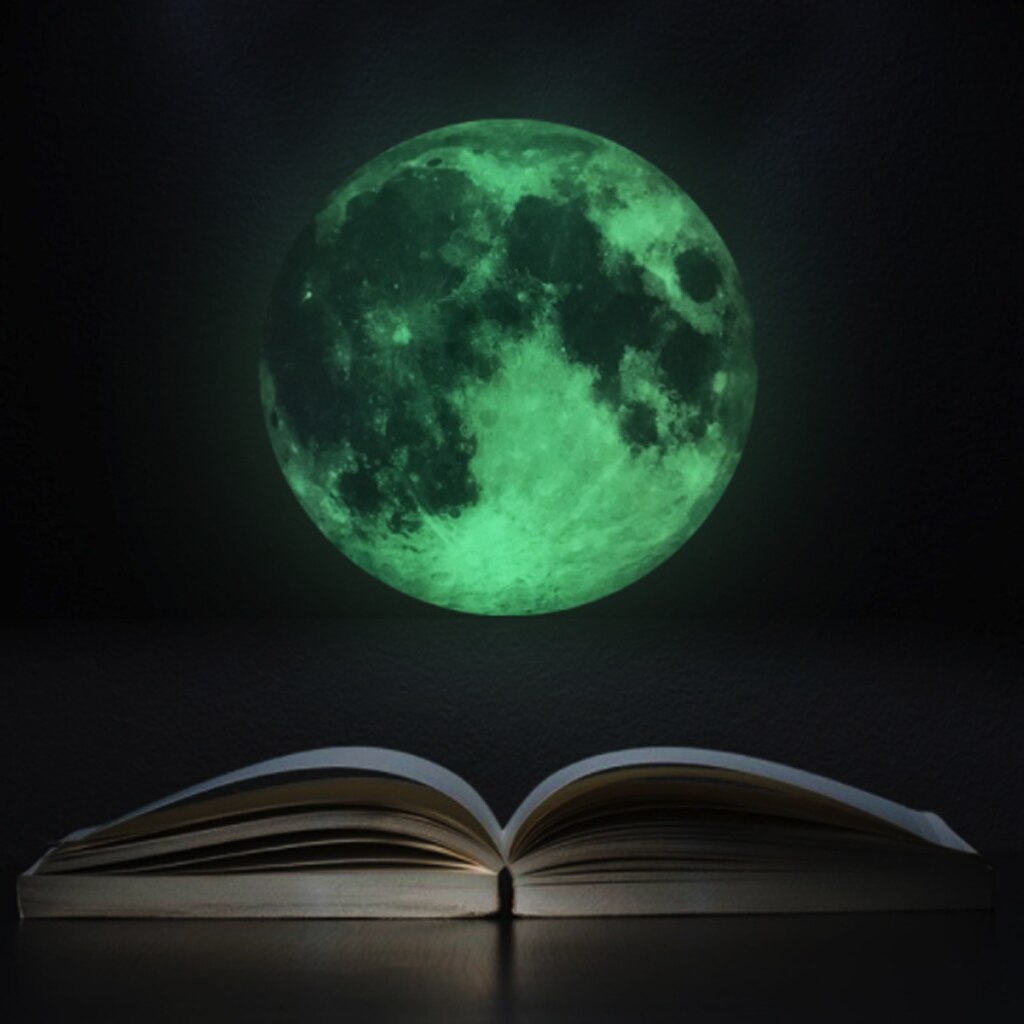 Luminous 3D Large Moon Fluorescent Wall Sticker Removable Glow In The Dark Decal PVC Wall Paper Bedroom Office Home Decor