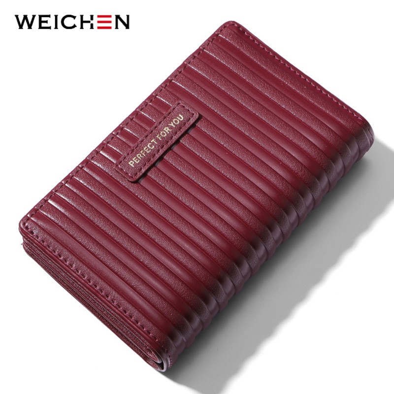 Weichen ruched trifold plånbok dam dragkedja myntficka många korthållare mjukt pu läder märke kvinnliga plånböcker