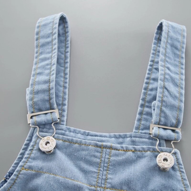 Baby Meisje Kleding Leuke Zoete Blauwe Jumpsuits Mode Eenvoudige Effen Kleur Jongens Gewassen Jeans Zomer Casual Denim Romper Strap Shorts