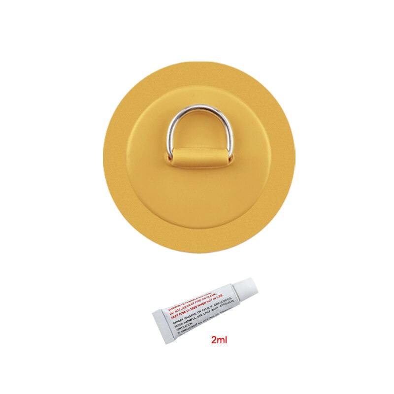 Almohadilla de anillo en D de acero inoxidable de 11cm y 4,3 pulgadas, parche con pegamento para bote inflable de PVC, balsa, bote, canoa, Kayak, tabla de surf, SUP Tie Down: Yellow with Glue