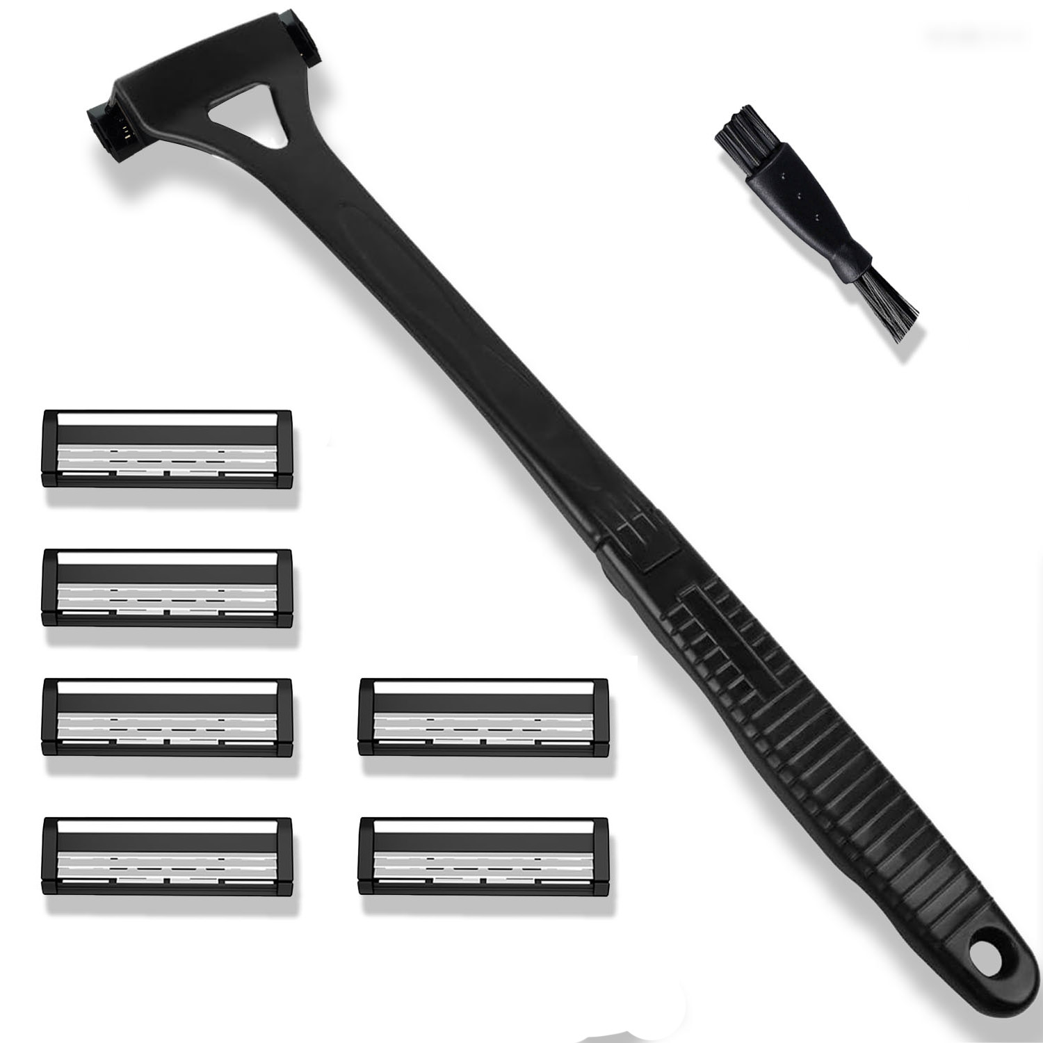 Afeitadora de pelo para hombre, afeitadora corporal de seguridad con mango largo, recortadora plegable, herramienta de afeitar para eliminación de piernas y cuerpo con cuchillas: Oro