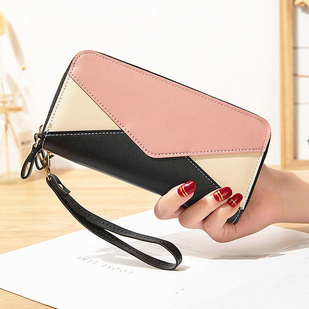 Bloemen polsband dames lange clutch tas grote capaciteit portemonnee dames portemonnee dames portemonnee mobiele telefoon kaarthouder catlas: Zwart