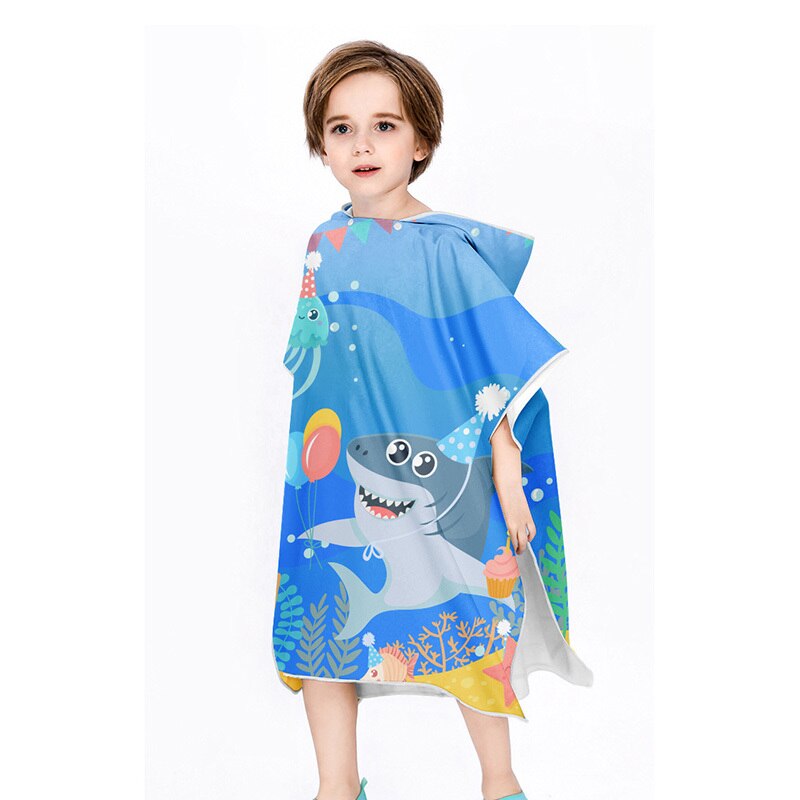 120x60Cm freundlicher Mit Kapuze Schlecht Handtücher Jungen Mädchen Schwimmen Schwimmbad Schlecht Surfen Mantel Bademantel Gedruckt Gemütliche Super Saugfähigen Strand Handtuch: Elfenbein