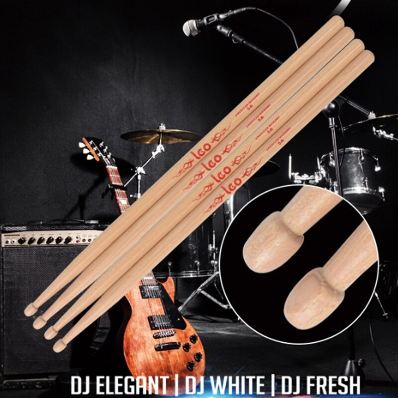 LEO 1Pair Drumstick Drum Sticks Anti-Skid Hard Musical Instrument Band: Auburn