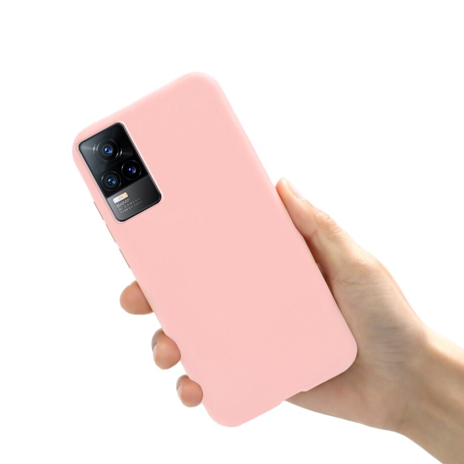Voor Vivo V21 V21e Case Vloeibare Siliconen Zachte Tpu Capa Slanke Telefoon Back Cover Voor Vivo V21 5G v2050 VivoV21e V2061 Funda 6.44&quot;: For Vivo V21e 5G / Light Pink