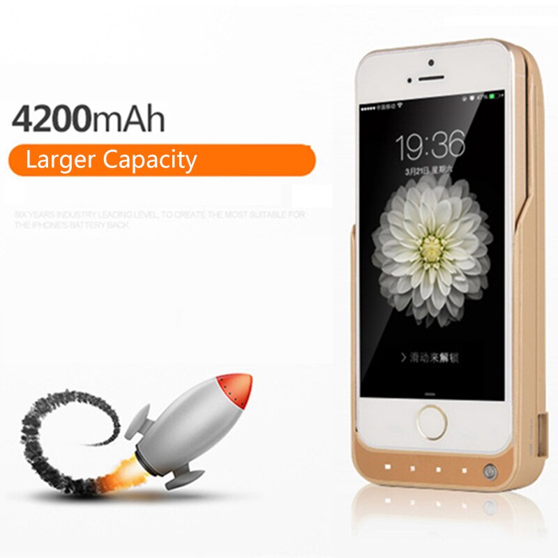 For iPhone 5 5S SE Phone Battery Case 4200mAh Portable External Battery Charger Cases For iPhone 5 5S SE