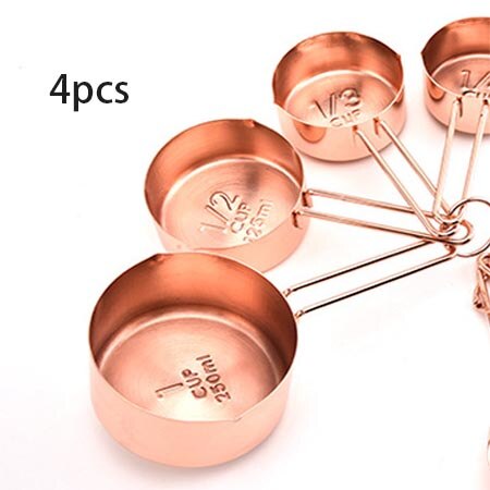 8Pcs/Set Measuring Spoon Set Stainless Steel Measure Liquid Tea Coffee Seasoning Cups Nordic Kitchen Baking Tool Measuring Cups: 4Rose