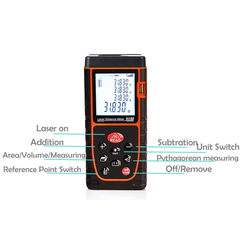 SHGO -131Ft/40M Distance Measure Handheld Digital Range Measure Area Volume with Bubble Level Measure Tool