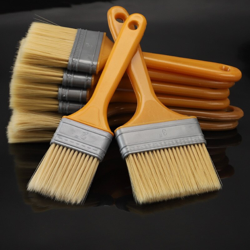Pinceau floqué avec manche en plastique jaune, brosse entièrement aiguisée