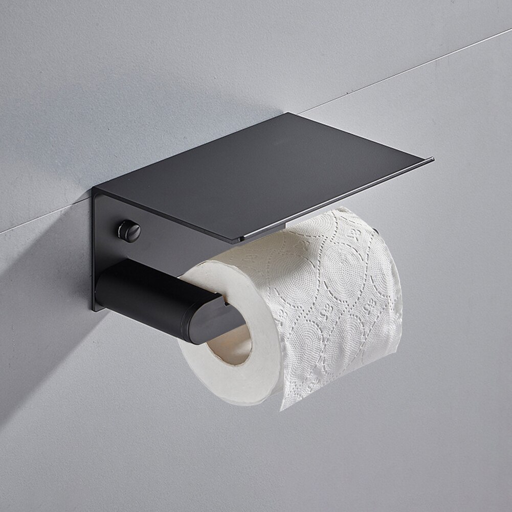 Wall Mount Toilet Paper Holder Stainless Steel Roll Paper Rack Towel Hanger With Phone Storage Shelf Bathroom Accessories