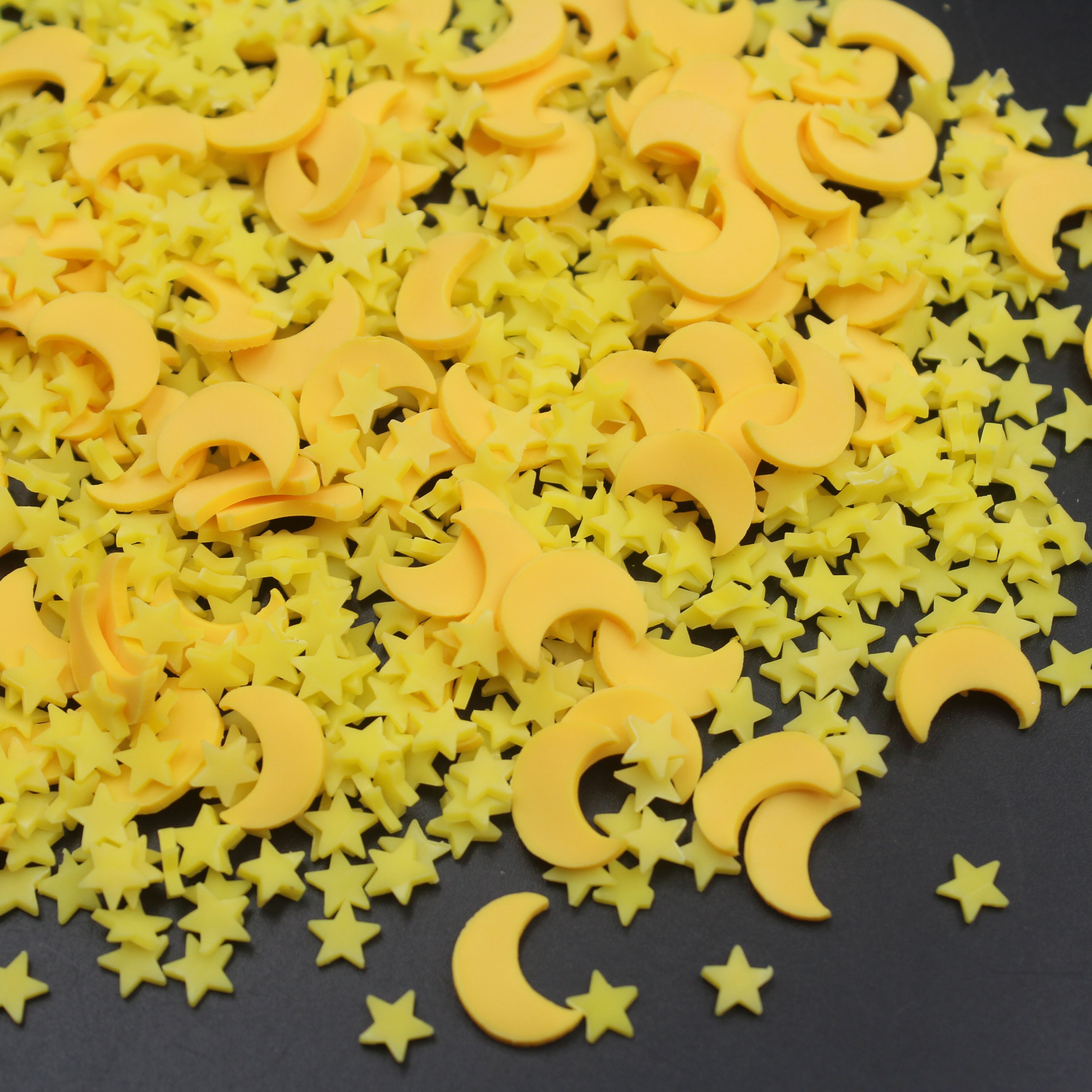 100 g/partia żółta gwiazda księżyc plastry glina polimerowa gwiazda miękka ceramika na zabawka robić dekoracji DIY rzemiosło wypełniacz akcesoria