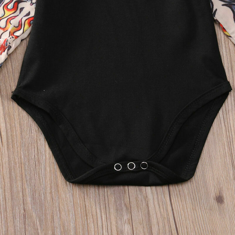 Summer cotton Newborn Baby Boy Bodysuit Clothes Tattoos Print Long Sleeve Bodysuit Jumpsuit Outfits Black Gray