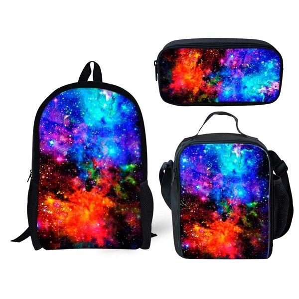 Galaxy/ruimte/universum print jongens meisjes schooltassen casual stuks set rugzakken kinderen orthopedische schooltassen: C0163 cgk