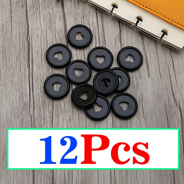 Anneau de liaison en plastique 35MM, trou en forme de champignon, disque à 360 degrés pour bricolage, fournitures scolaires et de bureau: 12Pcs-black