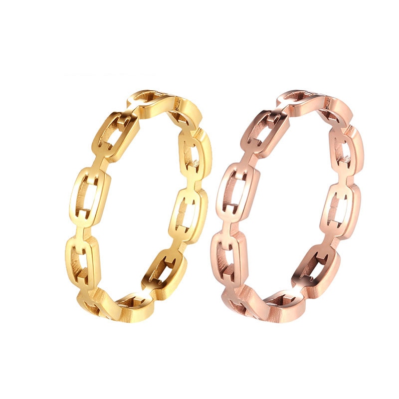 Chain Ring Roestvrij Stalen Ringen Voor Mannen Vrouwen Ringen Geometrie Ring Vinger Goud Zilver Kleur Ring Set Vrouwen Sieraden