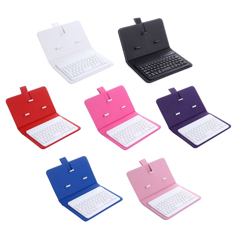 Draagbare bluetooth-toetsenbordhoes voor mobiele telefoon, draadloos toetsenbord van pu-leer, beschermhoes voor 4.5 inch en -6.8 inch smartphones