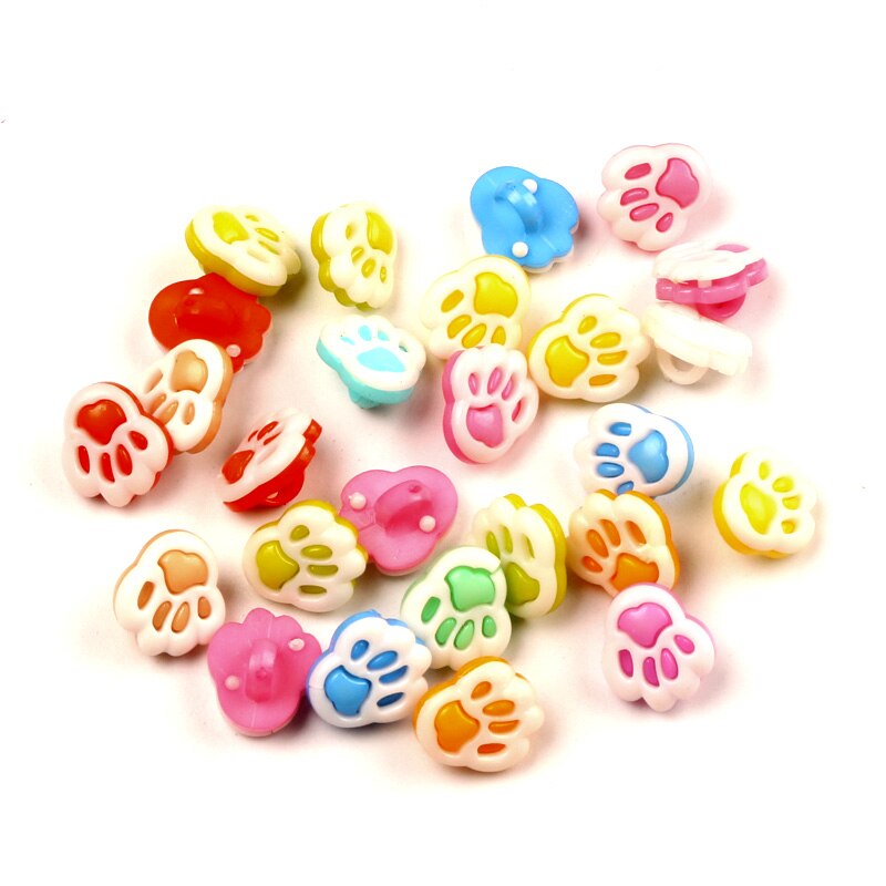 100 stks Gemengde Acryl Animal Footprint Kleding Naaien Knoppen Voor Kinderkleding Scrapbooking Decoratieve Handwerk DIY Accessoires