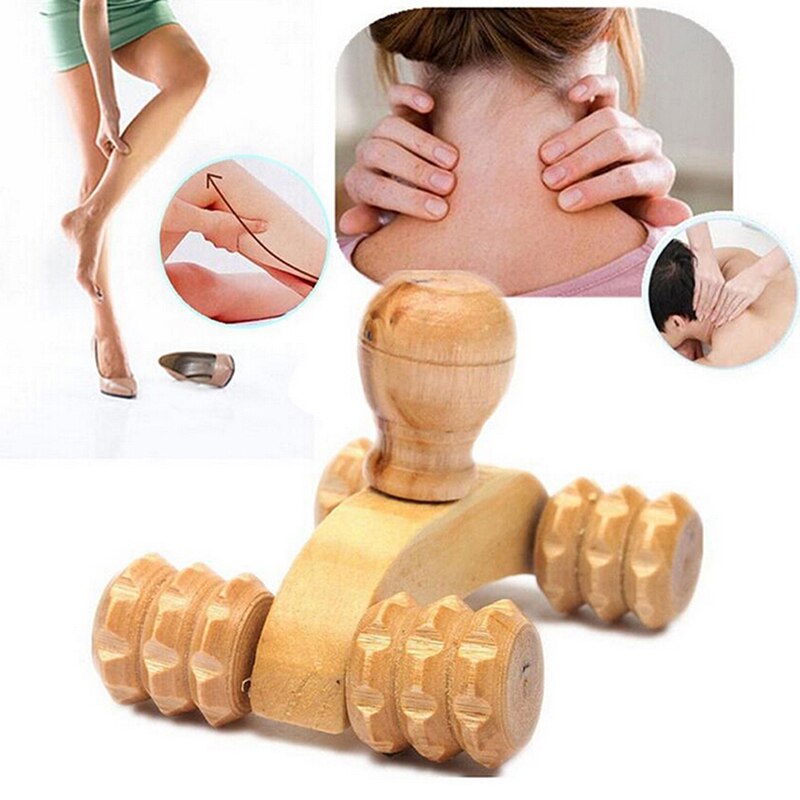 Reflexologie Gezicht Hand Voet Back Body Therapie Houten Auto Roller Effen Full Body Vier Wiel Ontspannen Hand Massage Tool