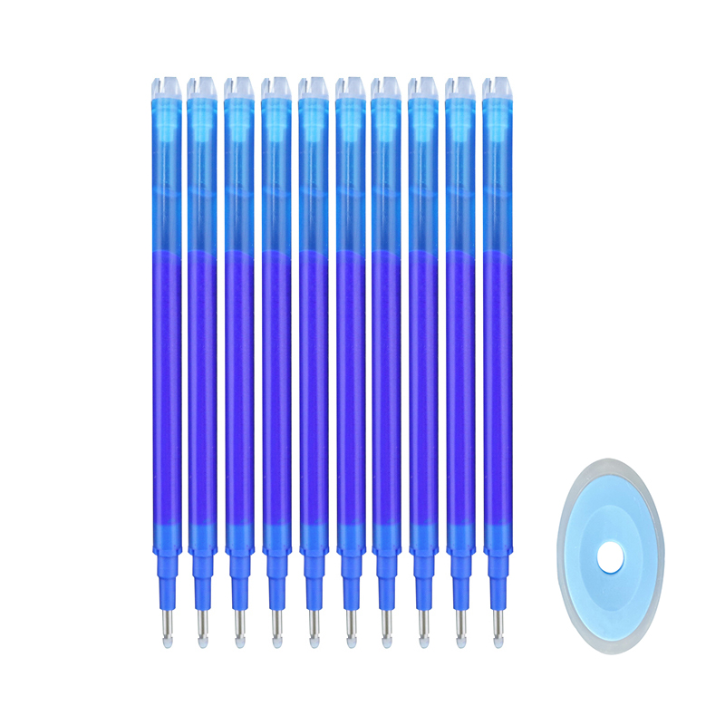 10pcs/lot 0.5mm Magic Erasable Pen Press Gel Pen Set Washable Handle Pen Refill Rod Blue/Black Ink School Writing Stationery: PURPLE