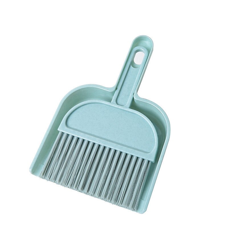 Household mini dustpan broom desktop small broom keyboard brush cleaning tool plastic set: Blue