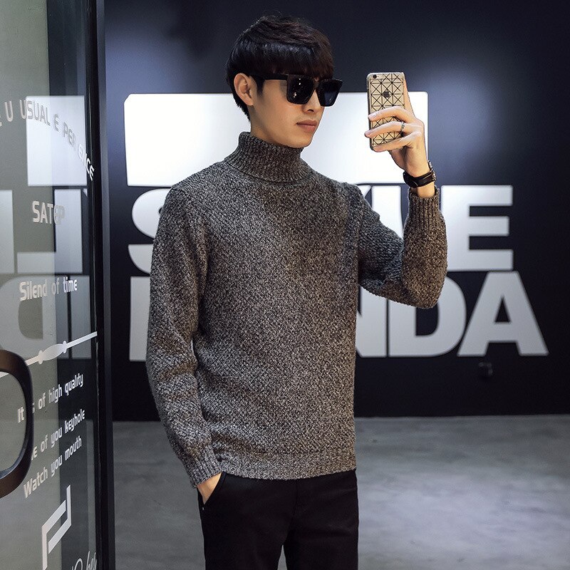 Herre rullekrave uld pullover rummelig efterår vinter tyk solid langærmet blødt tøj strikket afslappet herre sweater pull homme