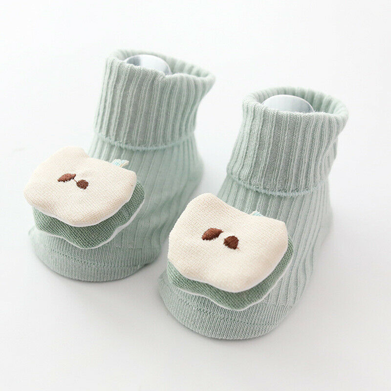 Baby Clothing Toddler Baby Non-Slip Boot Socks Girls Winter Cartoon Warm Shoes 3D Cartoon Fruit Winter Warm House Shoes: 3D Fruit Light Green / 9M