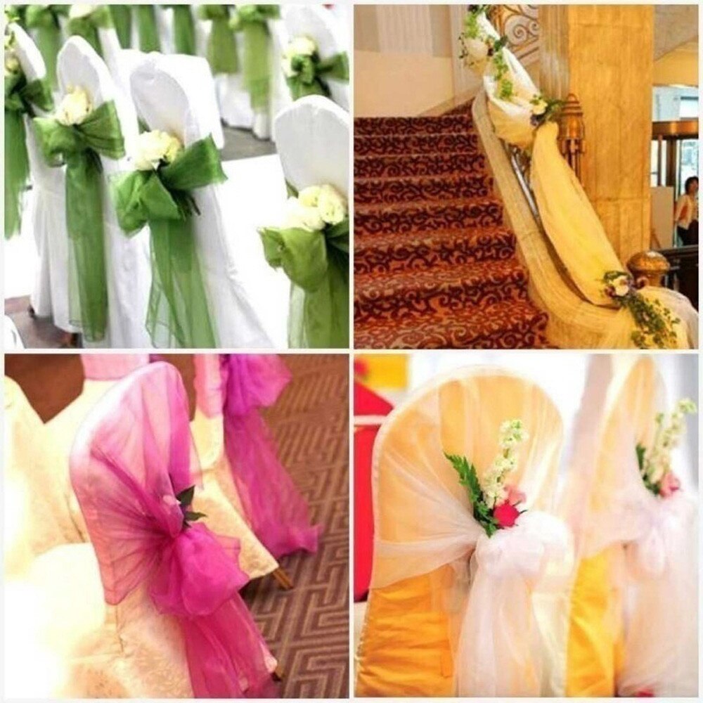 500x48CM Organza Sheer Organza Fabric For Wedding Backdrop Decoration Banquets Event Silk Yarn Party Diy Streamers Banners