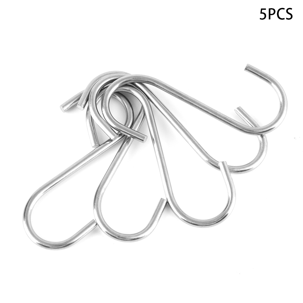 5PC S Shaped Stainless Steel Hook Kitchen Household Hanger Storage Holders Organizer Hooks Rails Home Kitchen Organizer