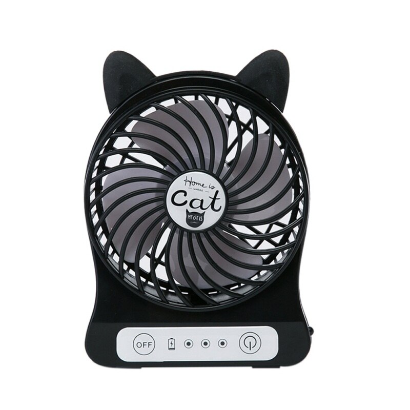 Miniventilador USB portátil con forma de gato para el hogar y la Oficina, ventilador de escritorio con carga Micro USB recargable, refrigeración por aire, para viajes y hogar: cat letter