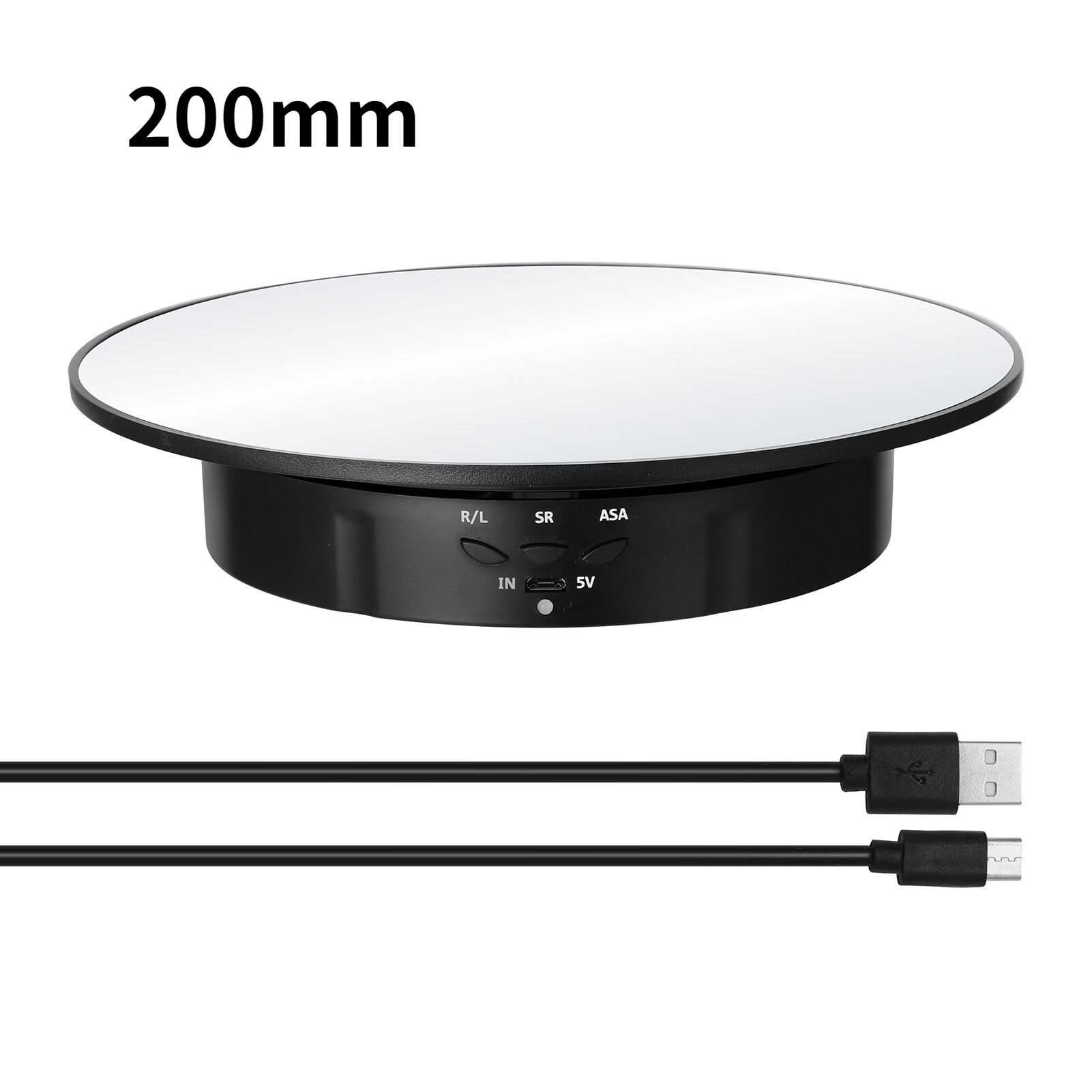 138/145/200Mm 3 Snelheden Fotografie Roterende Display Stand 360 Elektrische Roterende Product Display Draaitafel Voor video Schieten: 200mm black  Mirror