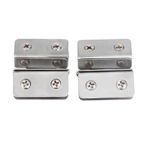 2Pcs Glass Door Hinges Adjustable Double Clamp Hinges for Cabinet Cupboard Bathroom Glass Clamps Zinc Alloy