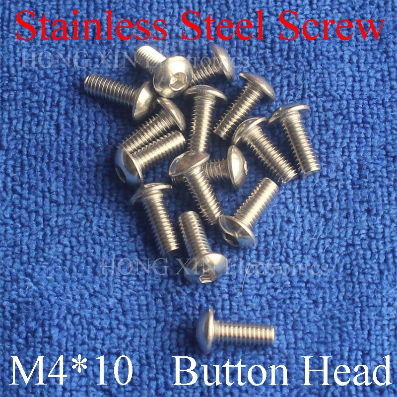 15pcs M4 Metric Thread 304 stainless steel Hexagon Socket Button Head Cap Screw Bolts Round Head M4*10mm screw nut