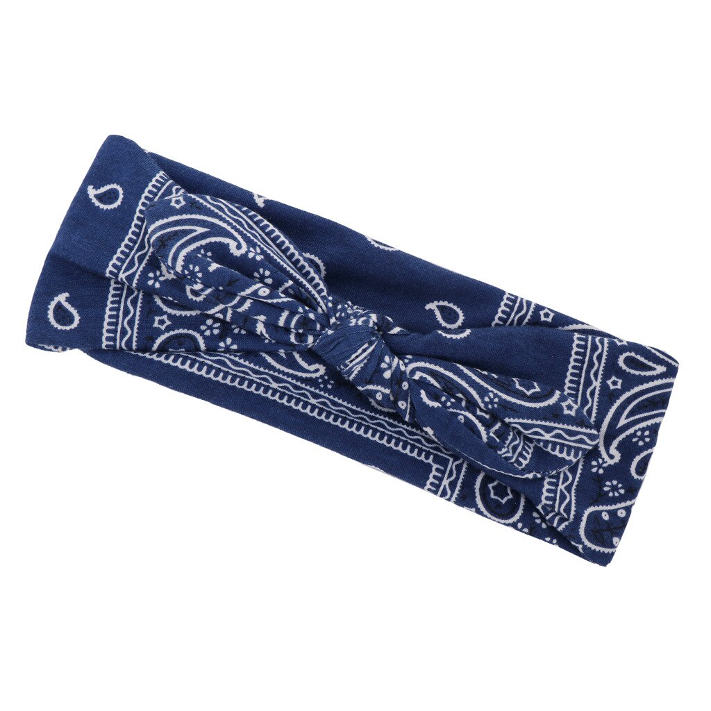 Mode Vrouwen Meisjes Zomer Haarbanden Print Hoofdbanden Vintage Cross Tulband Bandage Bandana Haarbanden Haar Accessoires: navy