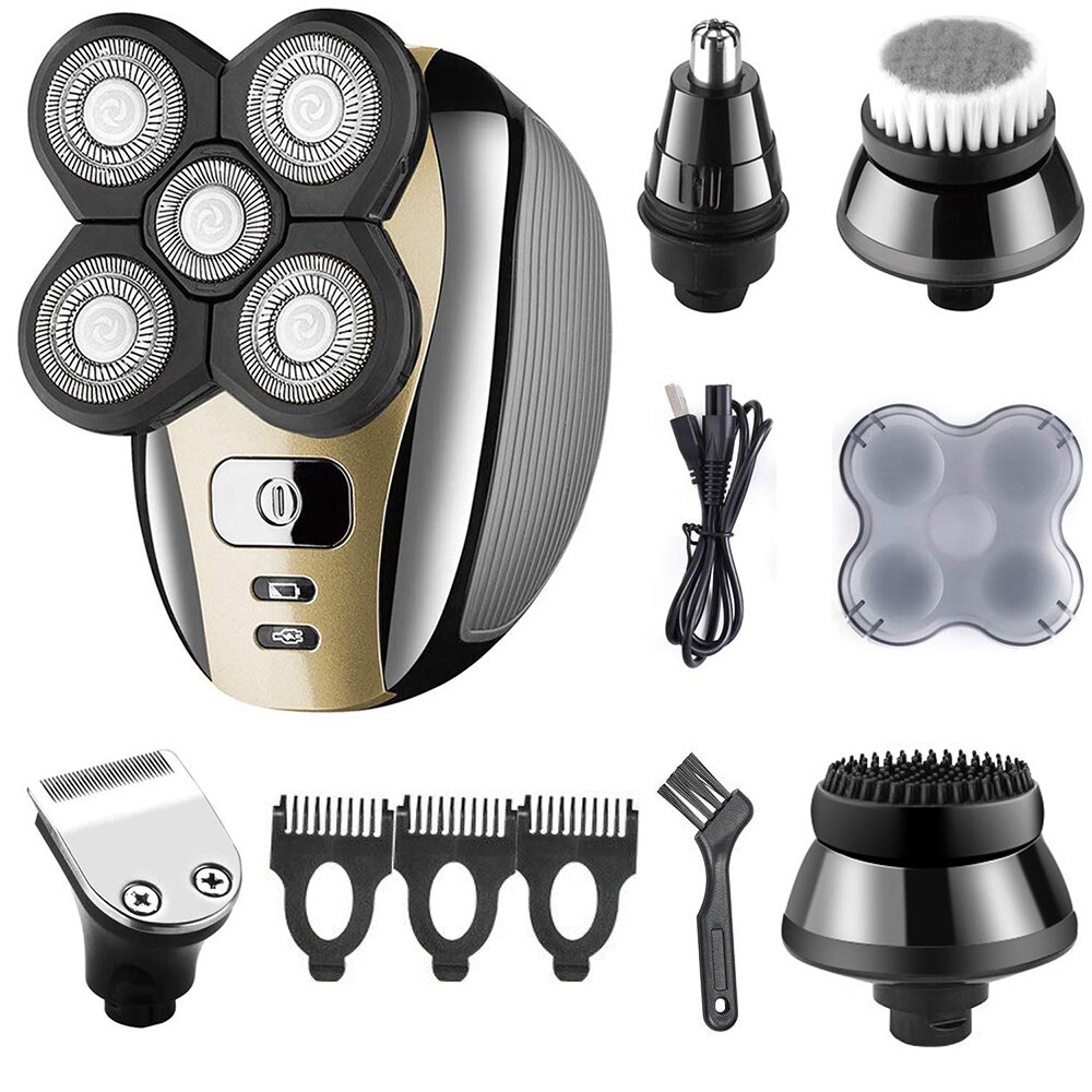 Máquina de afeitar eléctrica 5 en 1 4D para hombre, afeitadora multifuncional con cabezal calva: Default Title