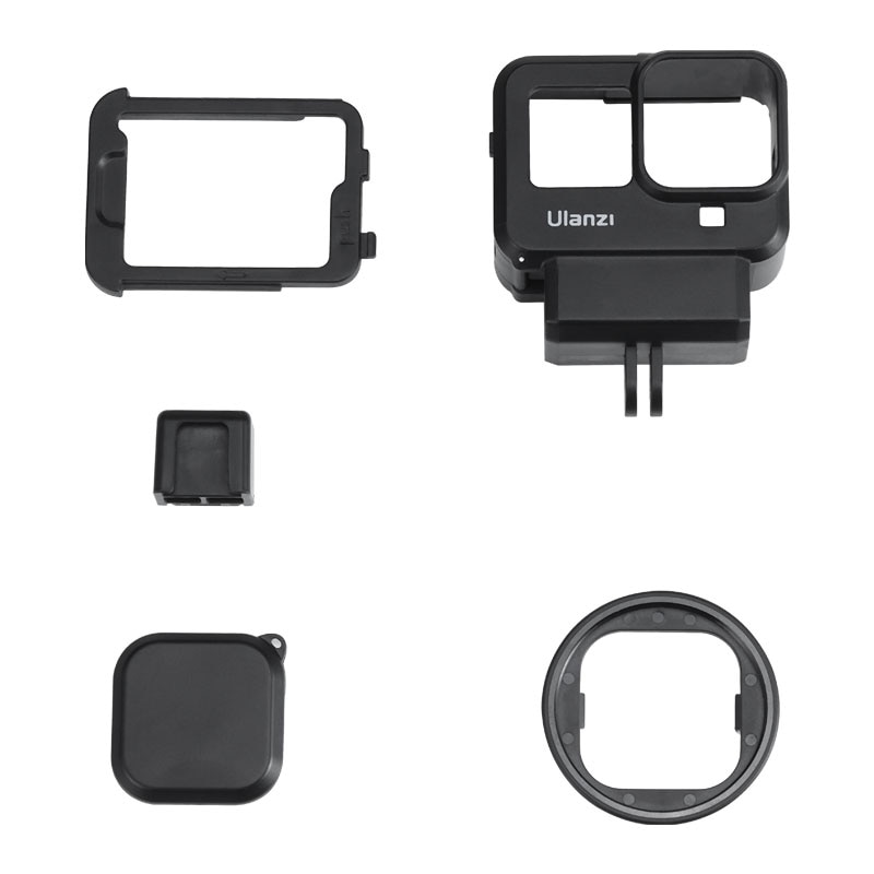 Ulanzi, G8-9, caja Vlog de plástico para Gopro 8, soporte para zapata fría, 52MM, anillo adaptador de filtro de batería, micrófono, adaptador para Gopro 8 Vlog