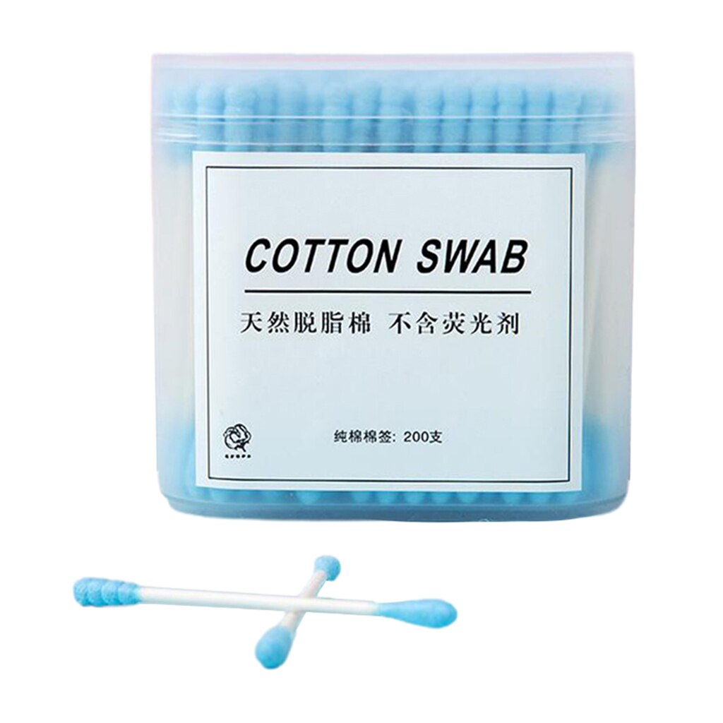 Coton-tige avec manche bâton, 200 pièces, coton-tige, applicateur de nettoyage, Extension de cils, outil cosmétique: Blue